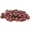 Raspberry flavored dark chocolate coated almonds